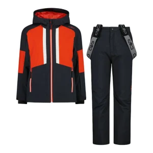 Set sci da bambino in twill nero e rosso