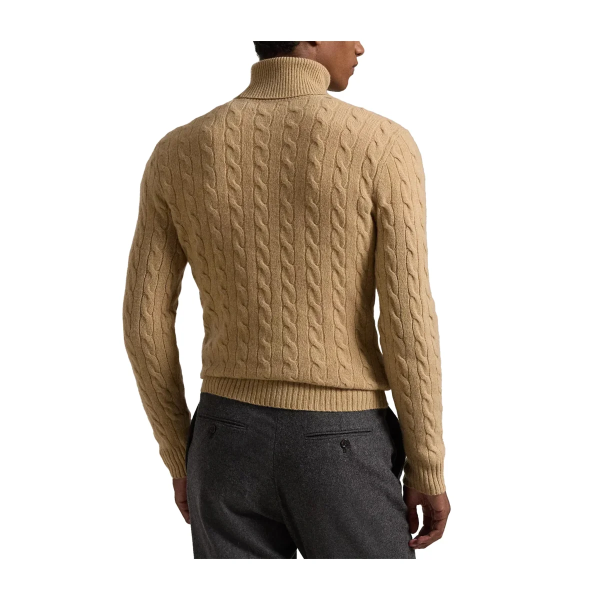 Maglia Uomo dolcevita Beige intrecciata - immagine 6