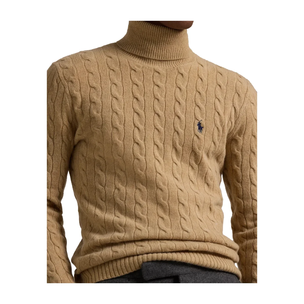 Maglia Uomo dolcevita Beige intrecciata - immagine 5