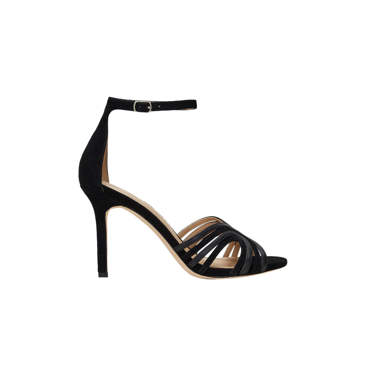 Sandali Allie in camoscio e pelle con tacco Nero