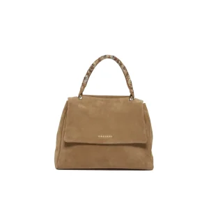 Borsa Donna Sveva Peach Flowers Midi in suede