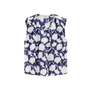Blusa Donna Blu con fantasia