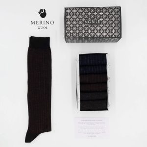 Coste del Nord - Box da 6 calze lunghe in lana Merino a coste finissime