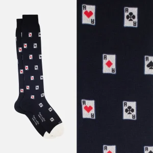 Poker - Calza lunga in morbido cotone Makò con disegno