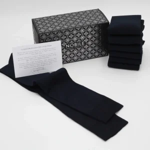 Box Calze Lunghe Chiffon in cashmere di Capra Hircus - 6 paia blu