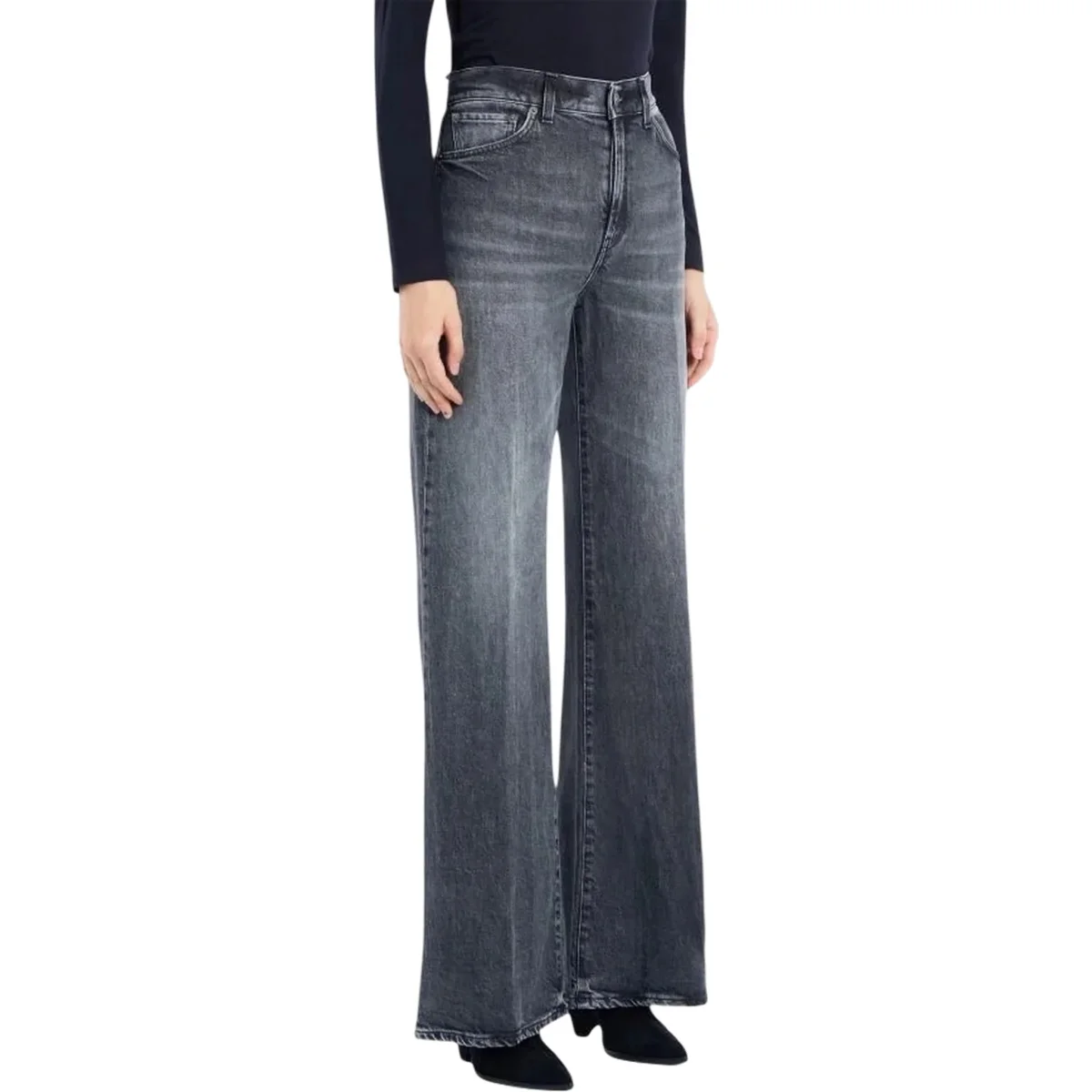 Jeans Donna wide leg in denim grigio - immagine 3
