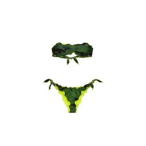 Costume Donna a fascia con slip verde militare