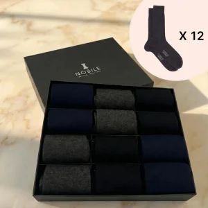 Box 12 paia calze corte in Cashmere di Capra Hircus - Colori Misti