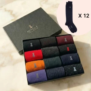 Box 12 paia calze lunghe in Lana Merino - Fantasia Mista