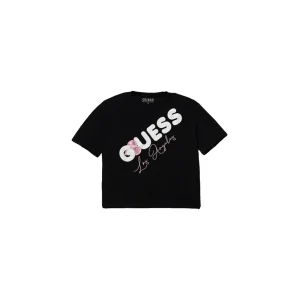 T-shirt Bambina con logo stampato a contrasto