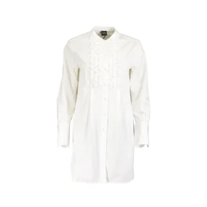 Abito Donna a camicia con ruches e collo alla coreana
